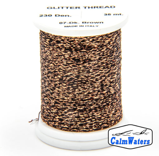 Glitter Thread Dark Brown bobina di filato per mosche camole larve chironomo per la pesca ai coregoni lavarelli agoni sarde sardelle artificiali flyfishing renken