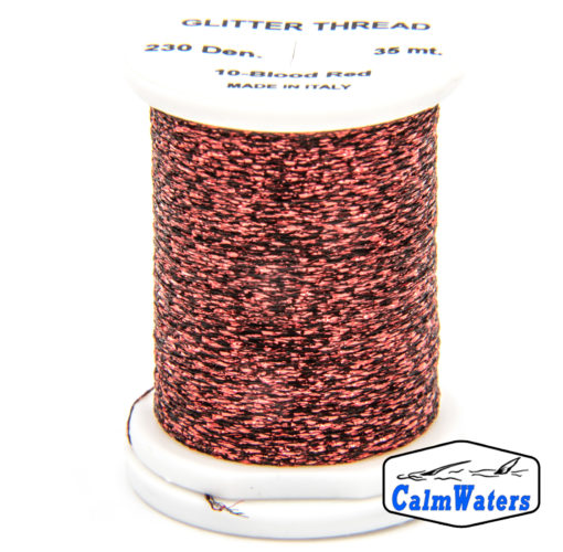 Glitter Thread Blood Red bobina di filato per mosche camole larve chironomo per la pesca ai coregoni lavarelli agoni sarde sardelle artificiali flyfishing renken