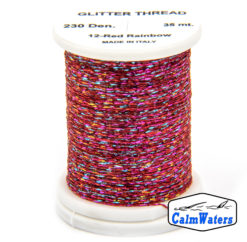 Glitter Thread Red Rainbow bobina di filato per mosche camole larve chironomo per la pesca ai coregoni lavarelli agoni sarde sardelle artificiali flyfishing renken