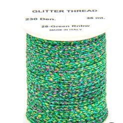 Glitter Thread Green Rainbow bobina di filato per mosche camole larve chironomo per la pesca ai coregoni lavarelli agoni sarde sardelle artificiali flyfishing renken
