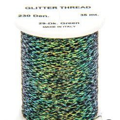 Glitter Thread Dark Green bobina di filato per mosche camole larve chironomo per la pesca ai coregoni lavarelli agoni sarde sardelle artificiali flyfishing renken