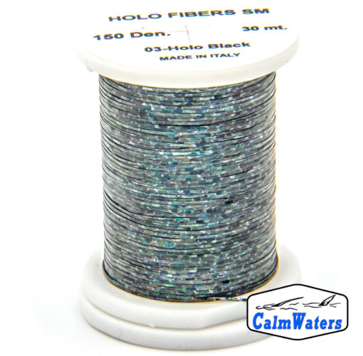 Holo Fibers Black bobina di filato per mosche camole larve chironomo per la pesca ai coregoni lavarelli agoni sarde sardelle artificiali flyfishing renken