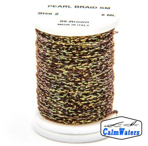 Pearl Braid Brown bobina di filato per mosche camole larve chironomo per la pesca ai coregoni lavarelli agoni sarde sardelle artificiali flyfishing renken