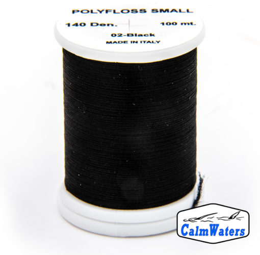 Polyfloss Small Black bobina di filato per mosche camole larve chironomo per la pesca ai coregoni lavarelli agoni sarde sardelle artificiali flyfishing renken