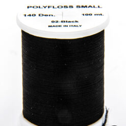Polyfloss Small Black bobina di filato per mosche camole larve chironomo per la pesca ai coregoni lavarelli agoni sarde sardelle artificiali flyfishing renken