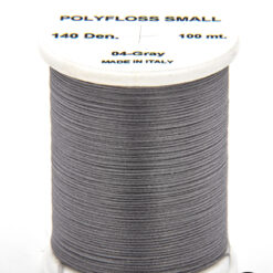 Polyfloss Small Gray bobina di filato per mosche camole larve chironomo per la pesca ai coregoni lavarelli agoni sarde sardelle artificiali flyfishing renken