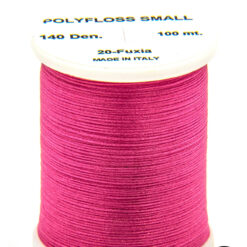 Polyfloss Small Fuxia bobina di filato per mosche camole larve chironomo per la pesca ai coregoni lavarelli agoni sarde sardelle artificiali flyfishing renken