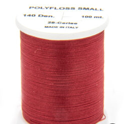 Polyfloss Small Cerise bobina di filato per mosche camole larve chironomo per la pesca ai coregoni lavarelli agoni sarde sardelle artificiali flyfishing renken