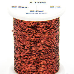 X Type Red bobina di filato per mosche camole larve chironomo per la pesca ai coregoni lavarelli agoni sarde sardelle artificiali flyfishing renken