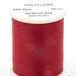Polyfloss Blood Red bobina di filato per mosche camole larve chironomo per la pesca ai coregoni lavarelli agoni sarde sardelle artificiali flyfishing renken