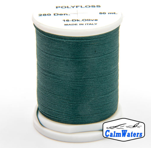 Polyfloss Dark Olive bobina di filato per mosche camole larve chironomo per la pesca ai coregoni lavarelli agoni sarde sardelle artificiali flyfishing renken